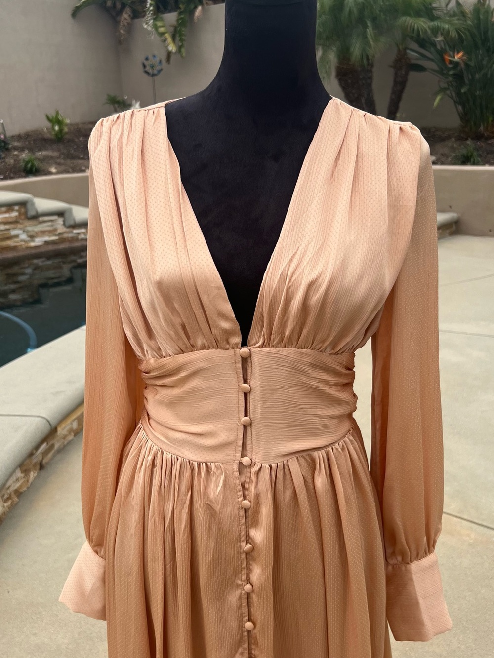 MOTF Peach Midi Dress with Button Front - Picture 10 of 17